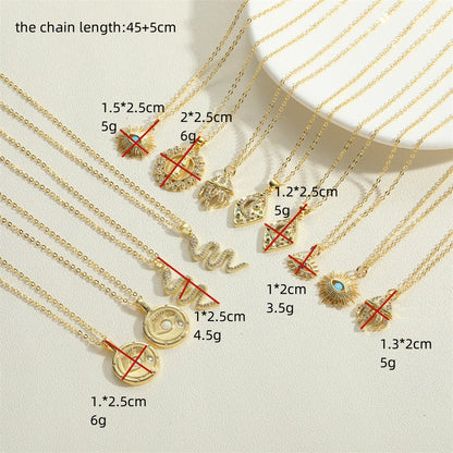 Copper Vintage Style Simple Style Geometric Plating Inlay Opal Zircon Pendant Necklace