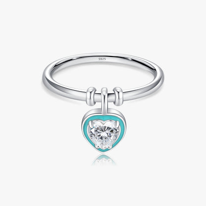 Ig Style Elegant Sweet Heart Shape Sterling Silver Epoxy Plating Inlay Zircon Rhodium Plated Charm Rings