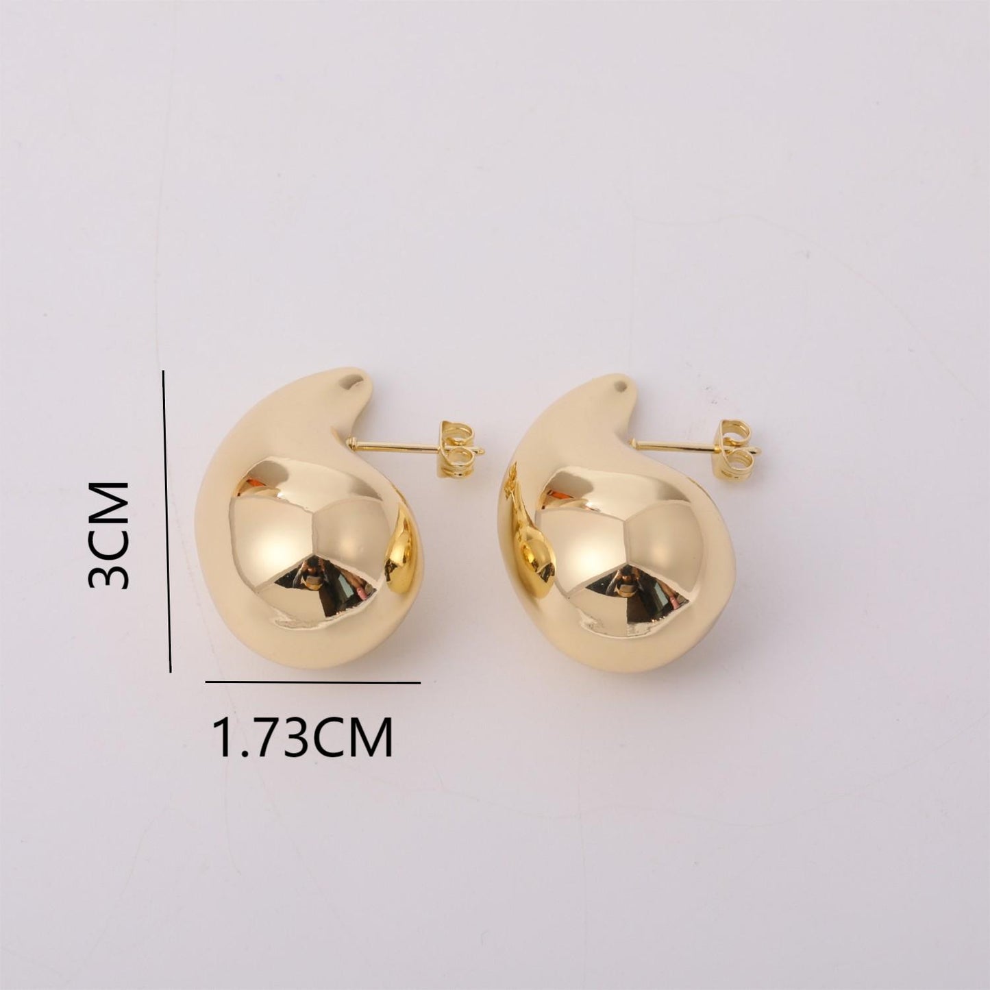 1 Pair Elegant Classic Style Water Droplets Plating Stainless Steel 18k Gold Plated Ear Studs