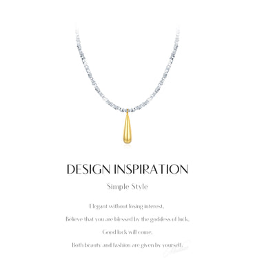 Ig Style Nordic Style Water Droplets Sterling Silver Plating 18k Gold Plated Silver Plated Pendant Necklace