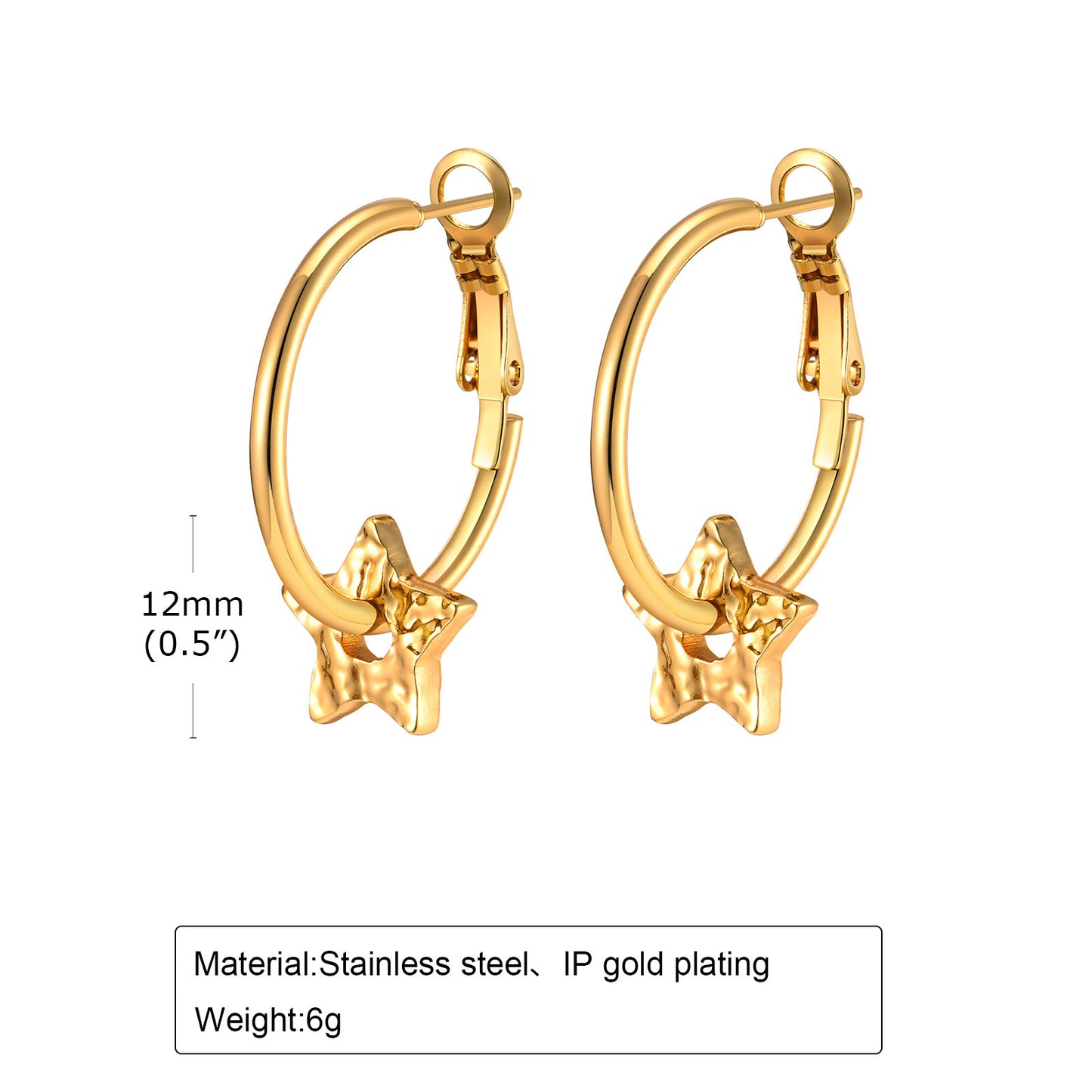 1 Pair Simple Style Star Handmade Plating Stainless Steel 18k Gold Plated Earrings