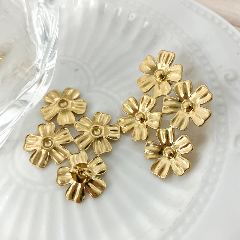 1 Pair Elegant Modern Style Streetwear Flower Plating Stainless Steel Gold Plated Ear Studs