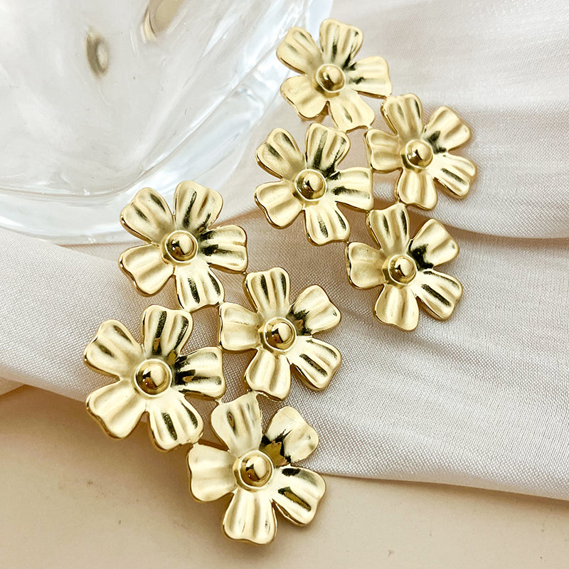 1 Pair Elegant Modern Style Streetwear Flower Plating Stainless Steel Gold Plated Ear Studs