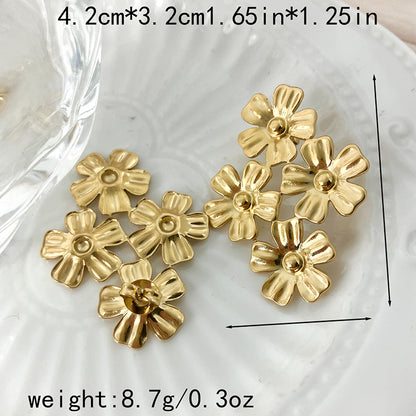 1 Pair Elegant Modern Style Streetwear Flower Plating Stainless Steel Gold Plated Ear Studs