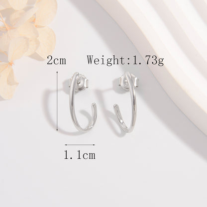 1 Piece Elegant Cute Simple Style Geometric Plating Inlay Sterling Silver Zircon Ear Studs