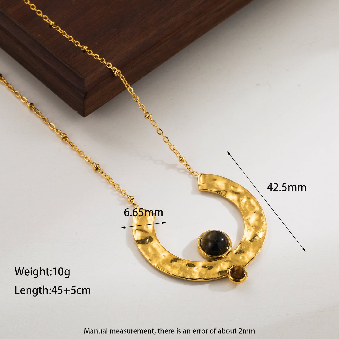 Elegant Retro Simple Style Geometric Stainless Steel Plating Inlay Natural Stone 18k Gold Plated Necklace