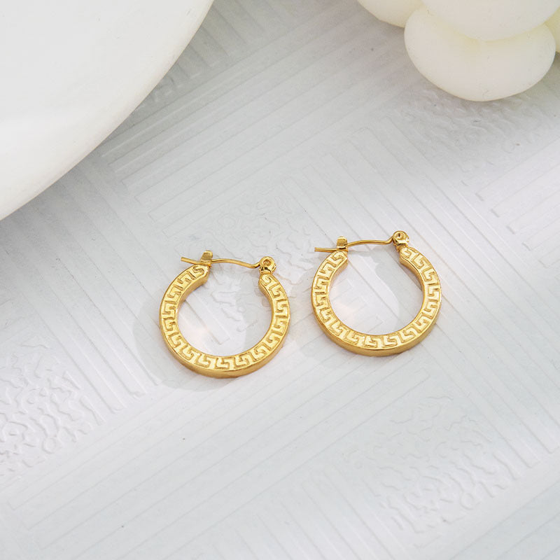 1 Pair Vintage Style U Shape Geometric Heart Shape Plating Stainless Steel Hoop Earrings