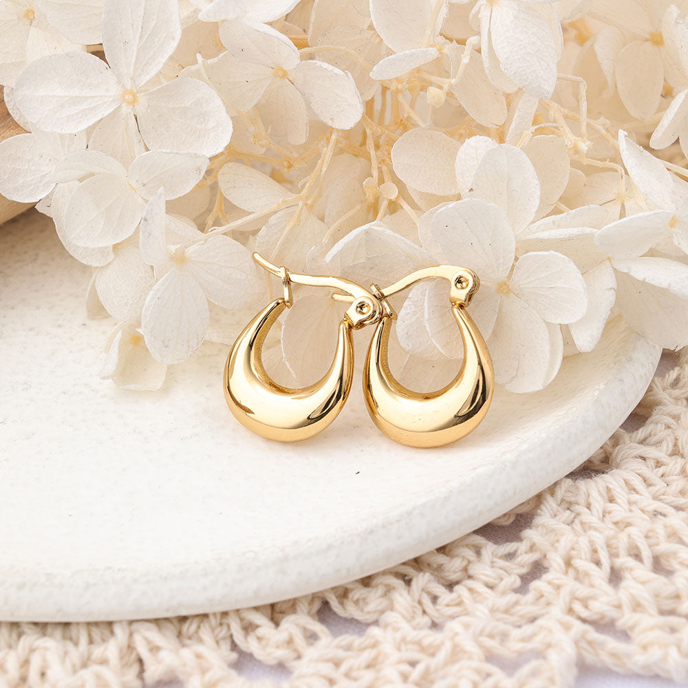 1 Pair IG Style Solid Color Plating Stainless Steel Hoop Earrings