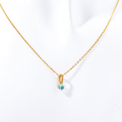 Simple Style Commute Round Titanium Steel Plating Inlay Zircon 18k Gold Plated Pendant Necklace