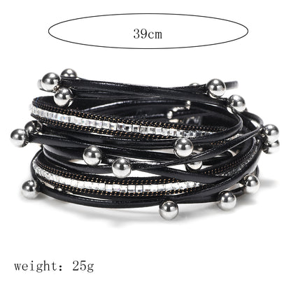 Vintage Style Pearl Pu Leather Alloy Women's Bracelets