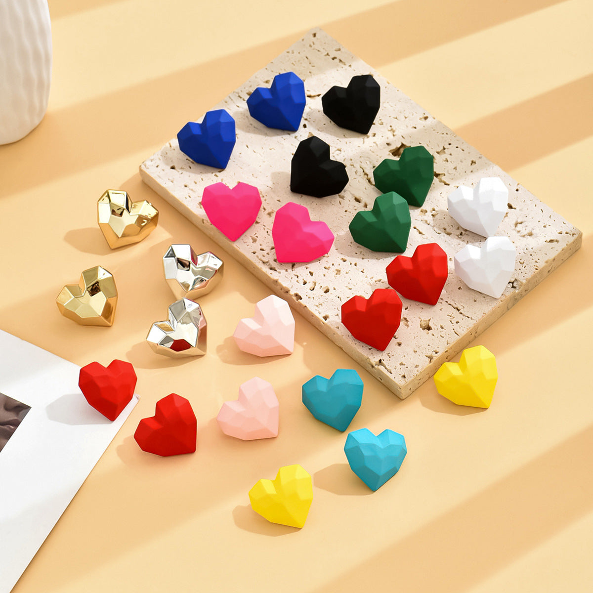 1 Pair Ig Style Heart Shape Plating Arylic Ear Studs