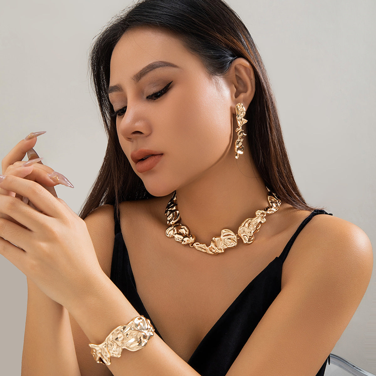 Elegant Glam Geometric Alloy Plating Women's Bracelets Earrings Necklace