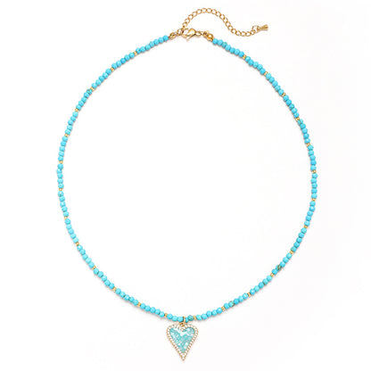 Ethnic Style Bohemian Heart Shape Alloy Agate Necklace In Bulk