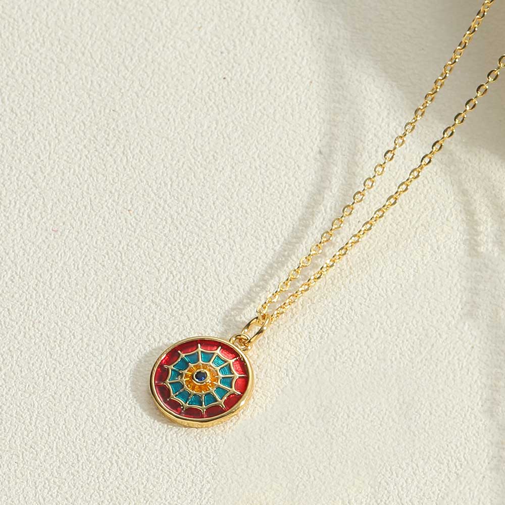 Copper Elegant Vintage Style Geometric Enamel Plating Inlay Zircon Pendant Necklace