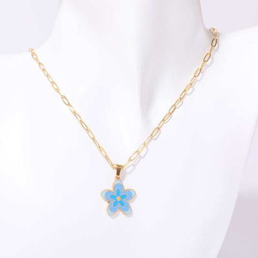 Simple Style Flower Copper Plating 18k Gold Plated Pendant Necklace
