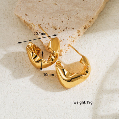 1 Pair Vintage Style Simple Style C Shape Water Plating Copper 18k Gold Plated Ear Studs