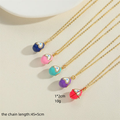 Copper Vintage Style Simple Style Heart Shape Enamel Plating Inlay Zircon Pendant Necklace