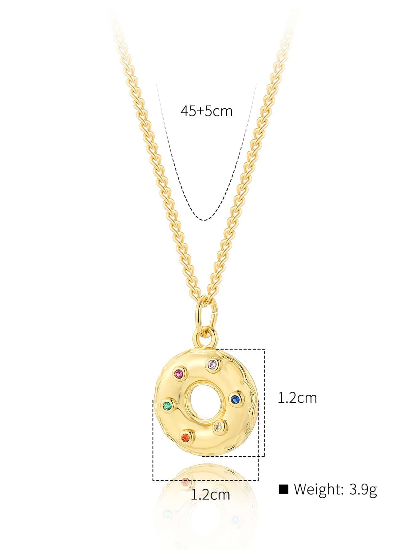 Copper Cute Saturday Donuts Plating Inlay Zircon Pendant Necklace