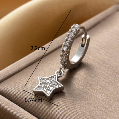 1 Piece Ig Style French Style Simple Style Round Star Heart Shape Inlay Copper Zircon Drop Earrings Earrings Ear Studs