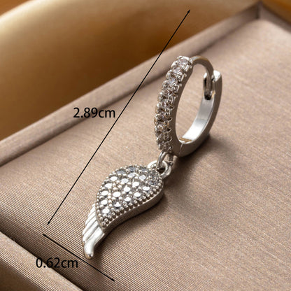 1 Piece Ig Style French Style Simple Style Round Heart Shape Wings Inlay Copper Zircon Drop Earrings Earrings Ear Studs