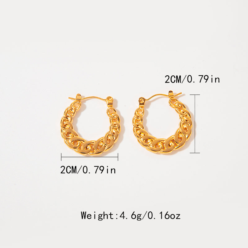 1 Pair Simple Style U Shape Chain Plating Stainless Steel Gold Plated Ear Studs