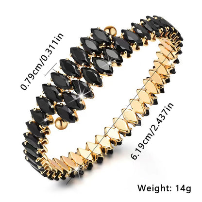 Elegant Solid Color Copper Plating Inlay Zircon Gold Plated Bangle
