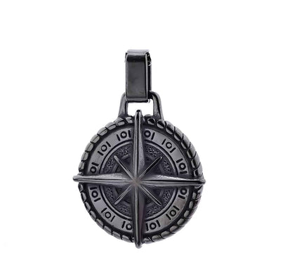 Retro Punk Compass 304 Stainless Steel Carving Men'S