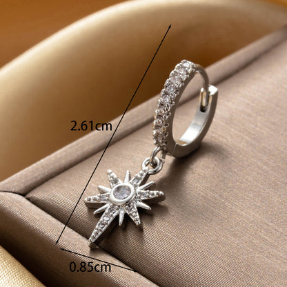 1 Piece Ig Style French Style Simple Style Round Sun Solid Color Inlay Copper Zircon Earrings Ear Studs