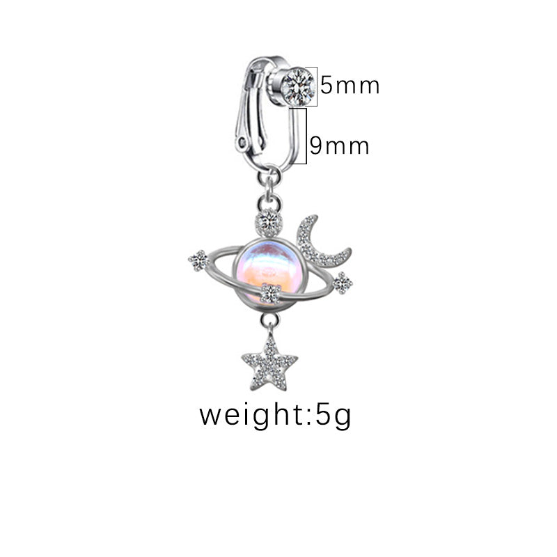 1 Piece Belly Rings Sexy Heart Shape Butterfly Planet Stainless Steel Plating Inlay Rhinestones Belly Ring