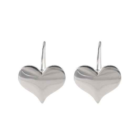 1 Pair Simple Style Heart Shape Plating Copper Silver Plated Drop Earrings