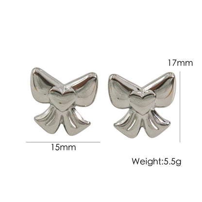 304 Stainless Steel Gold Plated Silver Plated Casual Sweet Plating Bow Knot Earrings Necklace