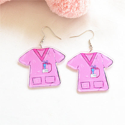 1 Pair Cute Love Cartoon Nurse Hat Arylic Metal Ear Hook