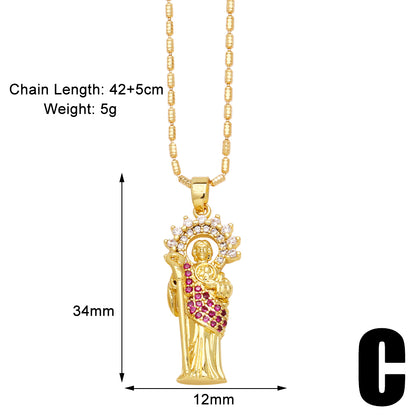 Vintage Style Heart Shape Copper Plating Inlay Zircon 18k Gold Plated Pendant Necklace