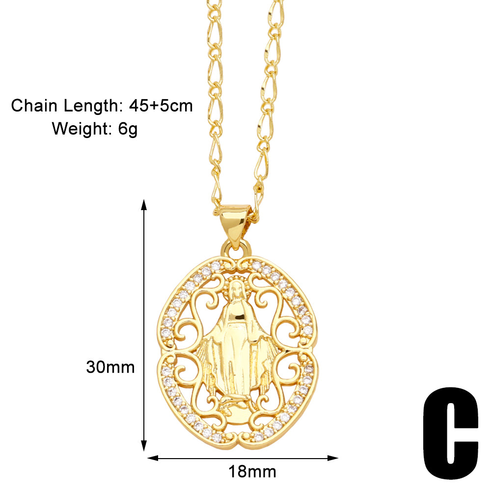 Simple Style Cross Copper Plating Inlay Zircon 18k Gold Plated Pendant Necklace