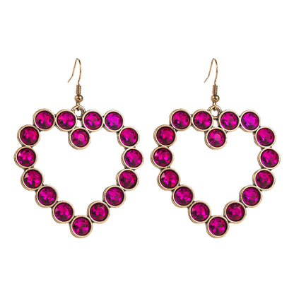 1 Pair Glam Romantic Heart Shape Plating Inlay Alloy Rhinestones Drop Earrings