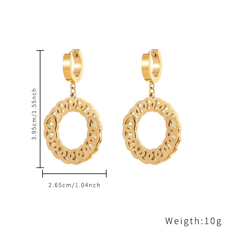 1 Pair Simple Style Round Plating Stainless Steel Titanium Steel Drop Earrings