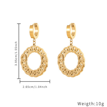 1 Pair Simple Style Round Plating Stainless Steel Titanium Steel Drop Earrings