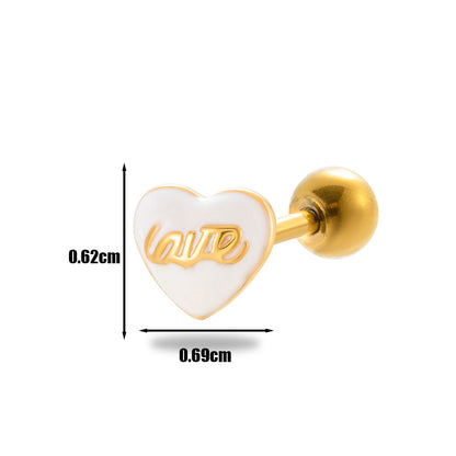 1 Piece Vintage Style Heart Shape Plating Stainless Steel Copper Ear Studs