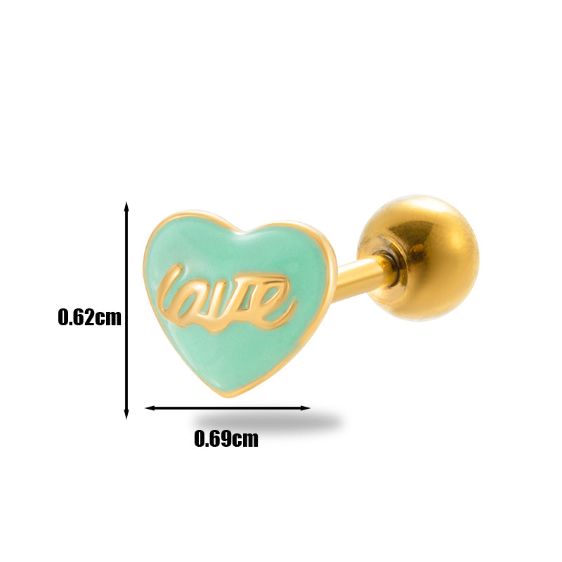 1 Piece Vintage Style Heart Shape Plating Stainless Steel Copper Ear Studs