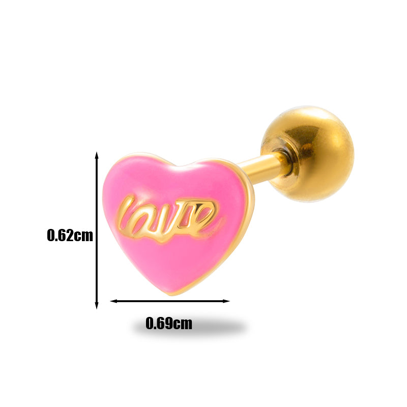 1 Piece Vintage Style Heart Shape Plating Stainless Steel Copper Ear Studs