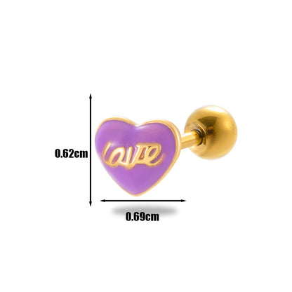 1 Piece Vintage Style Heart Shape Plating Stainless Steel Copper Ear Studs