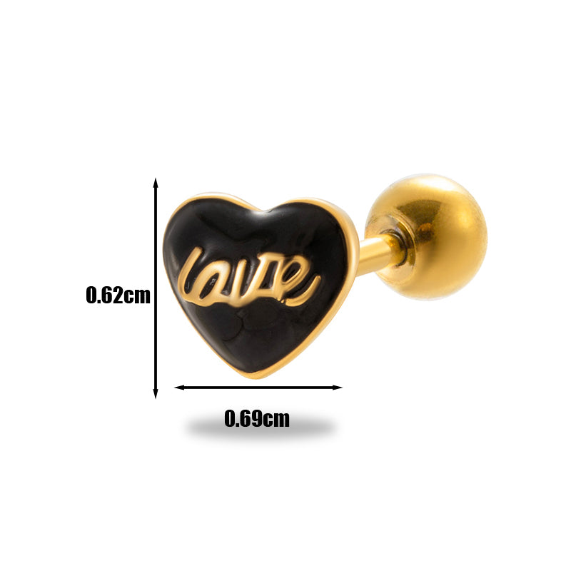 1 Piece Vintage Style Heart Shape Plating Stainless Steel Copper Ear Studs