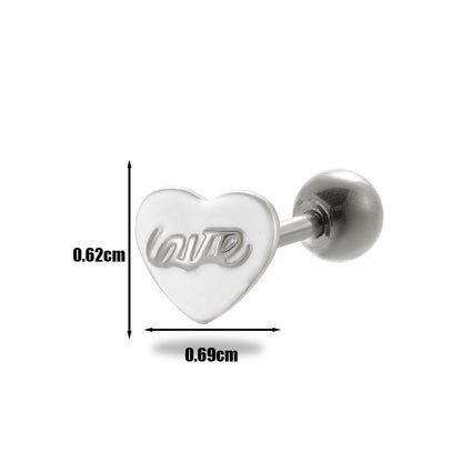 1 Piece Vintage Style Heart Shape Plating Stainless Steel Copper Ear Studs