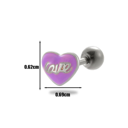 1 Piece Vintage Style Heart Shape Plating Stainless Steel Copper Ear Studs