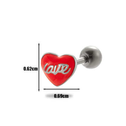 1 Piece Vintage Style Heart Shape Plating Stainless Steel Copper Ear Studs