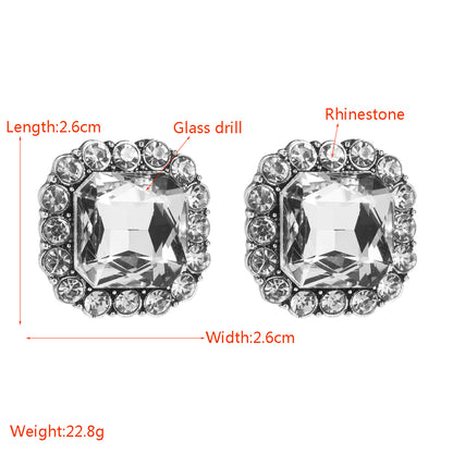 1 Pair Luxurious Shiny Square Plating Inlay Alloy Rhinestones Glass Ear Studs