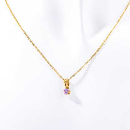 Simple Style Commute Round Titanium Steel Plating Inlay Zircon 18k Gold Plated Pendant Necklace