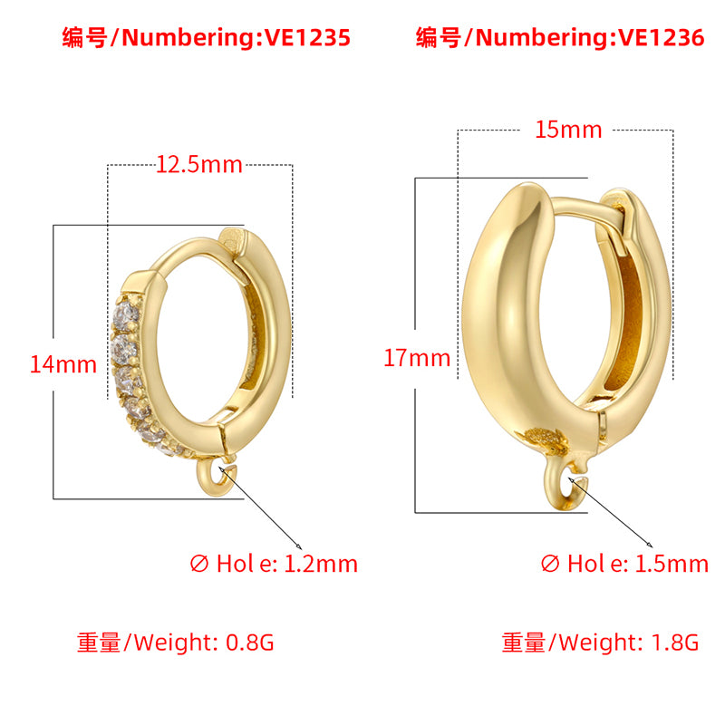 1 Pair Classic Style Round Plating Inlay Copper Zircon Hoop Earrings