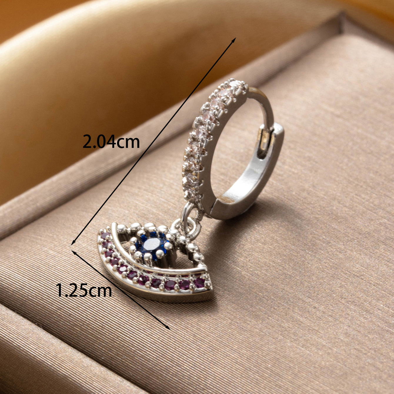 1 Piece Ig Style Water Droplets Crown Eye Copper Zircon Hoop Earrings Drop Earrings Ear Studs