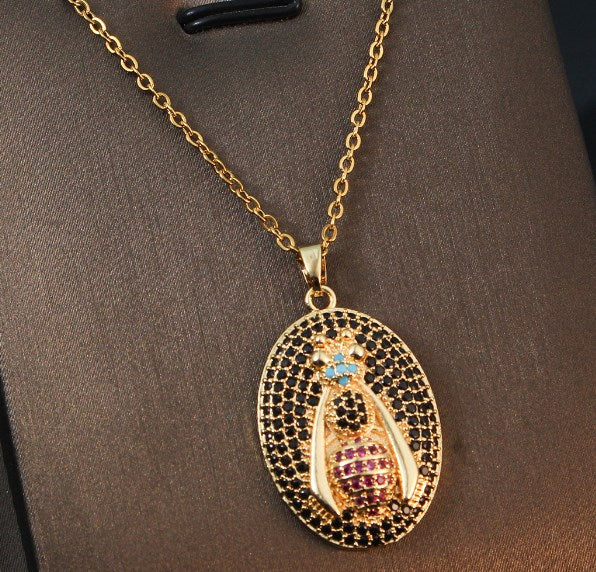 Ig Style Simple Style Beetles Titanium Steel Copper Plating Inlay Zircon Pendant Necklace